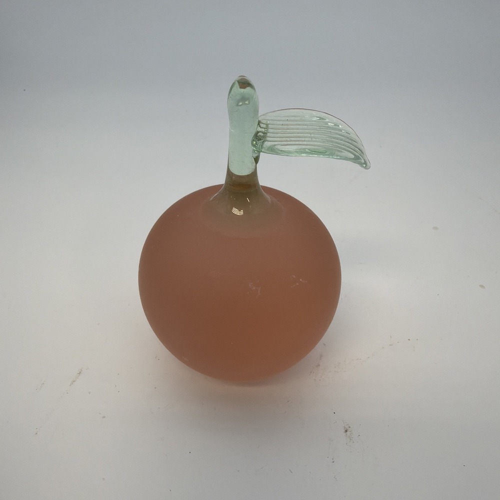 Vintage Frosted Glass Peach Figurine Made in Taiwan R.O.C.